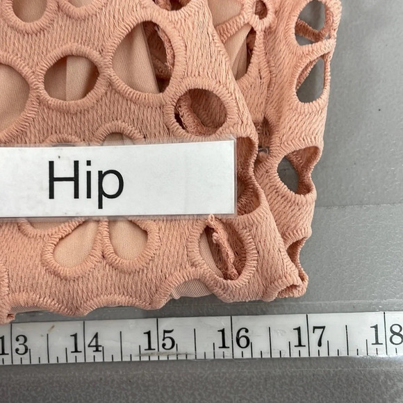 Just Me Lattice Dress NWT Long Sleeve Cut Out Floral Midi Pink Size Medium M - Picture 16 of 17